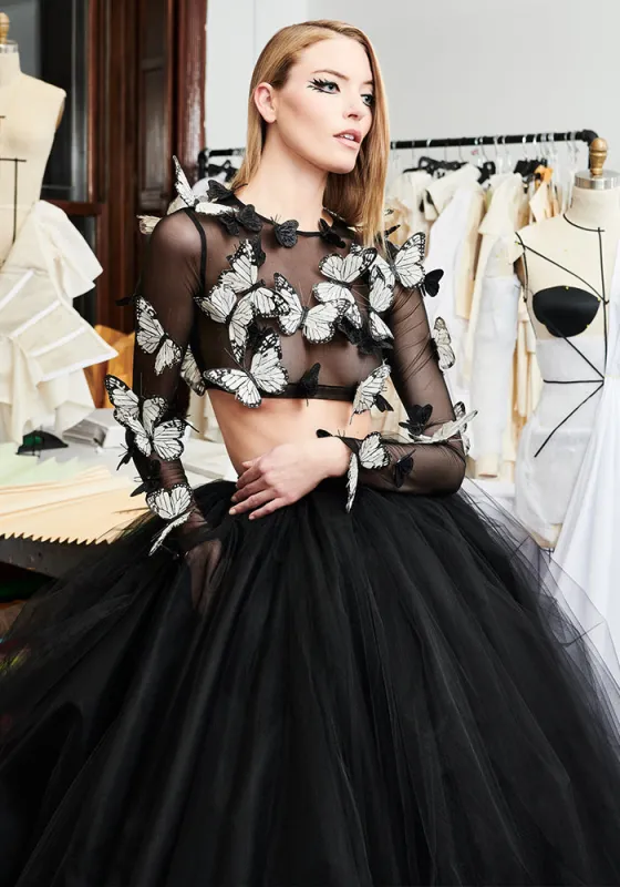 Butterfly Applique Cropped Top made by Christian Siriano