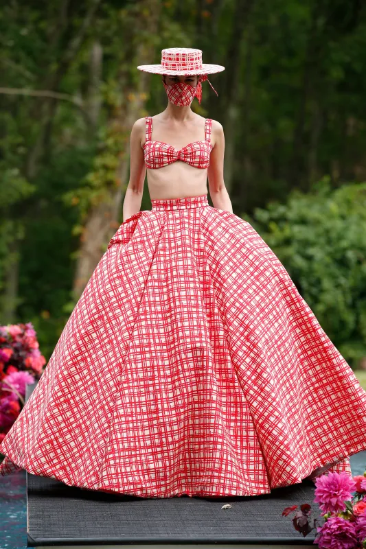 High Waist Gingham Ball Skirt sold by Christian Siriano