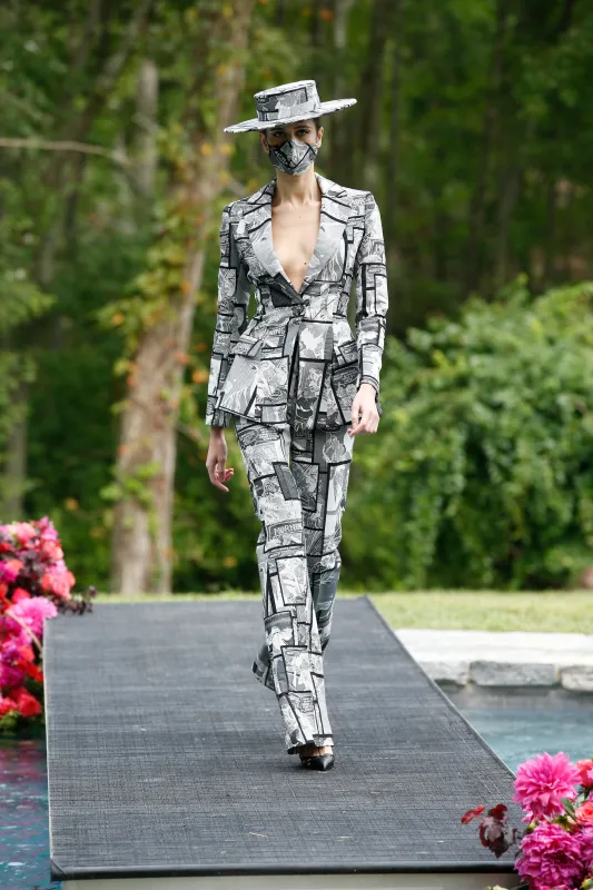 Comic Print Flare Trousers made by Christian Siriano