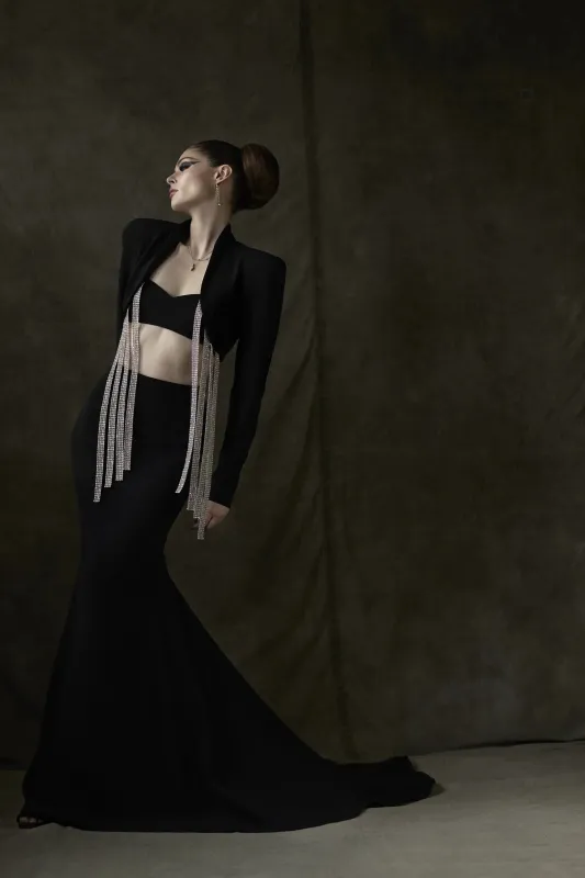 Crystal Fringe Cropped Blazer made by Christian Siriano