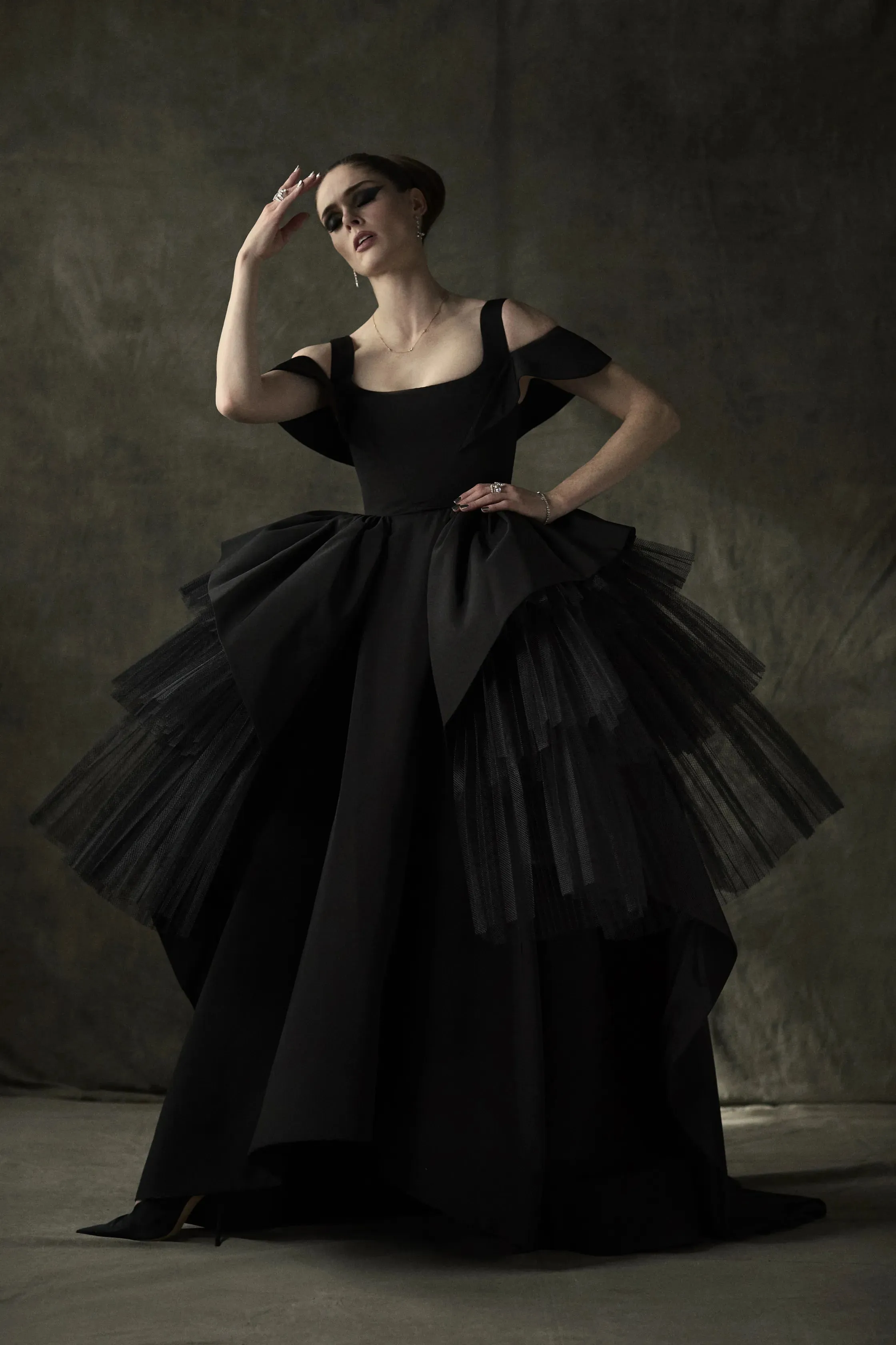 Black Tulle Overlay Ball Gown sold by Christian Siriano