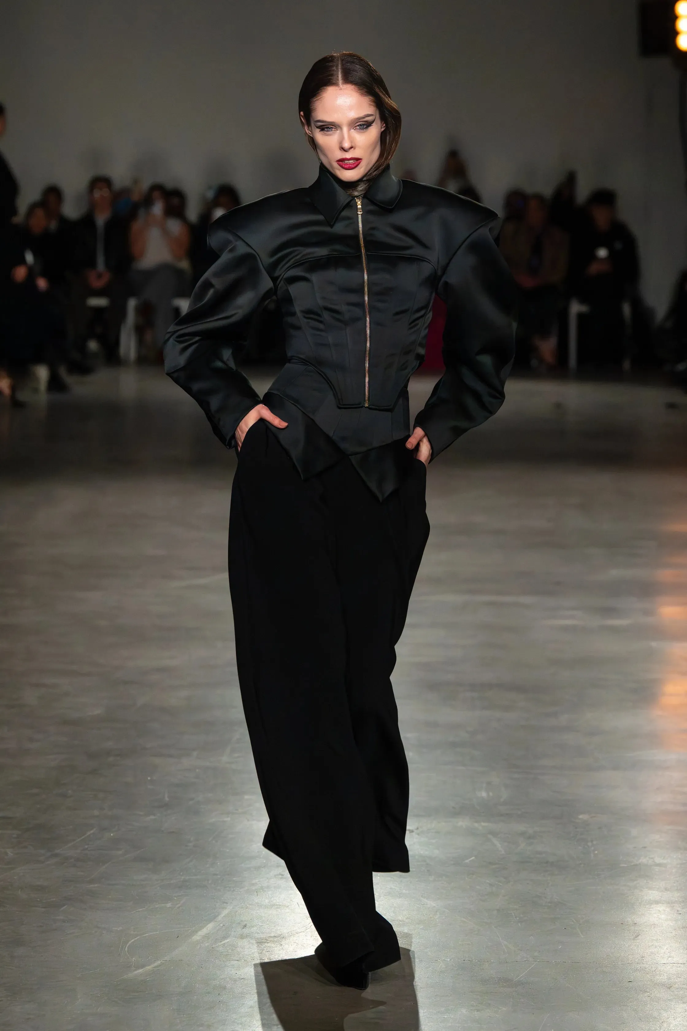 Wide Leg Corset Lapel Trousers sold by Christian Siriano