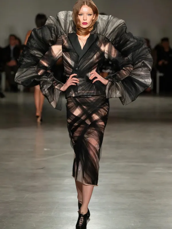 Ruffle Sleeve Tulle Draped Blazer made by Christian Siriano