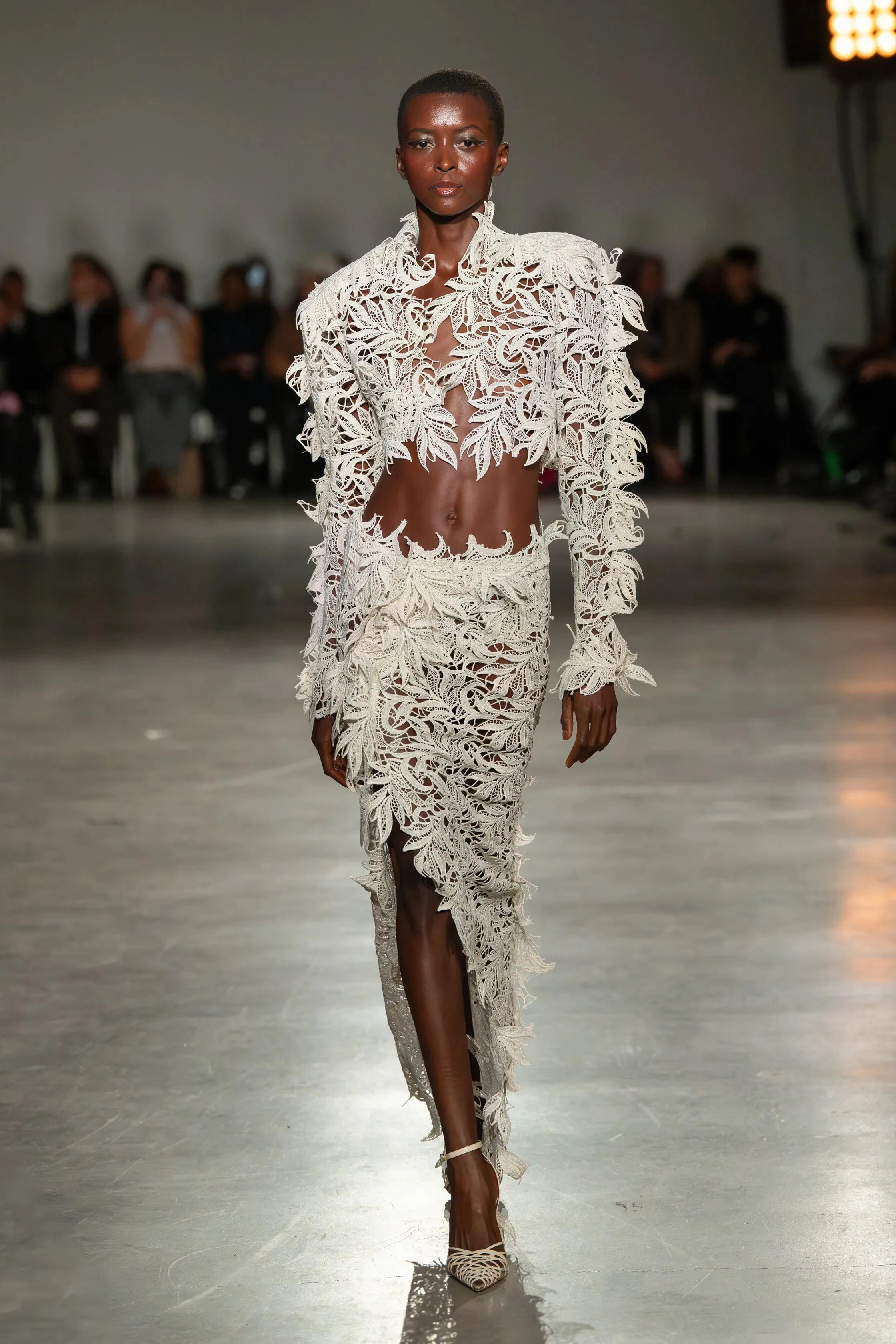Ivory Crochet Lace Skirt sold by Christian Siriano