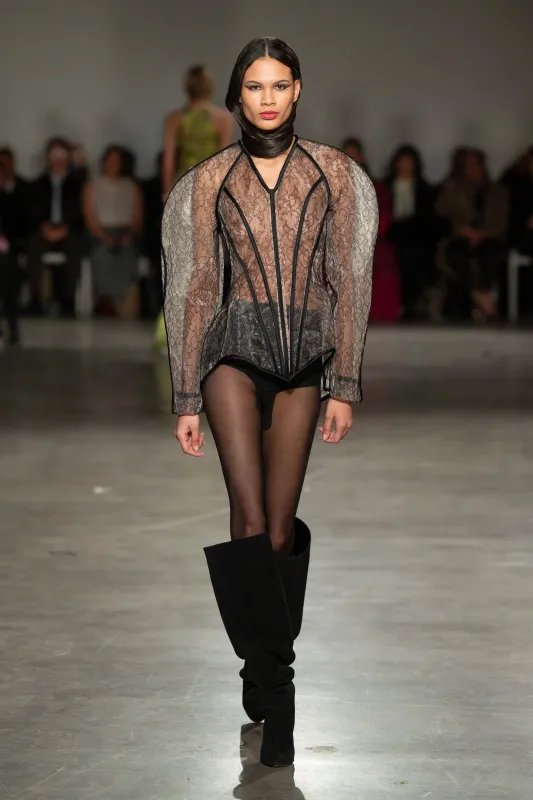 Sheer Structured Lace Blazer made by Christian Siriano