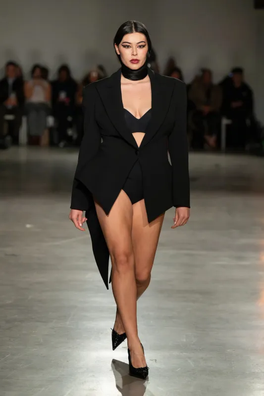 Black Blazer with Drape Detail made by Christian Siriano