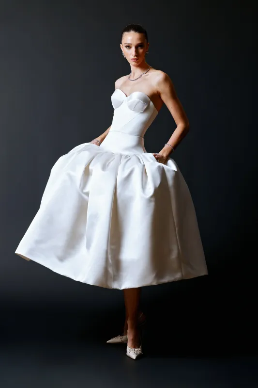 Drop-Waist Demi Cup Tea Length Dress made by Christian Siriano