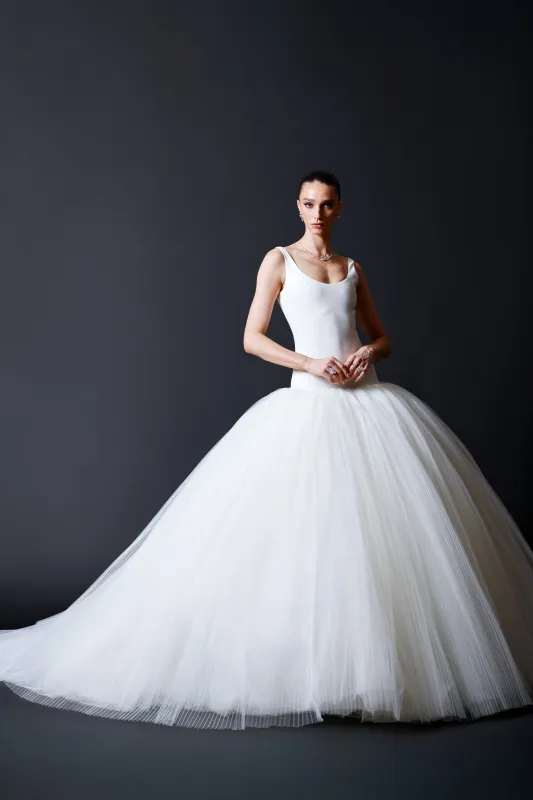 Drop-Waist Pleated Tulle Ball Gown made by Christian Siriano