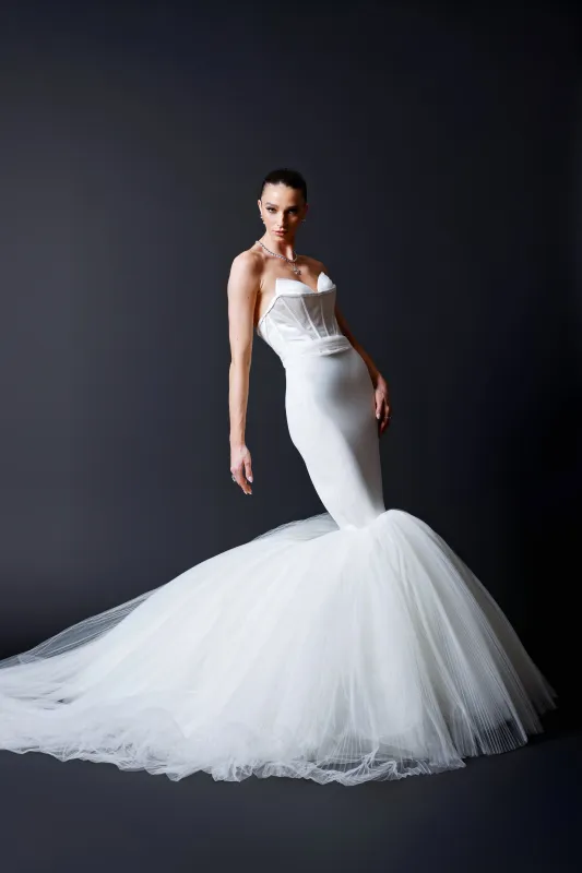 Pleated Tulle Corset Mermaid Gown made by Christian Siriano