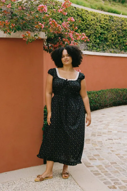 The Kelly Dress Extended | Aster Garden Black sold by Christy Dawn
