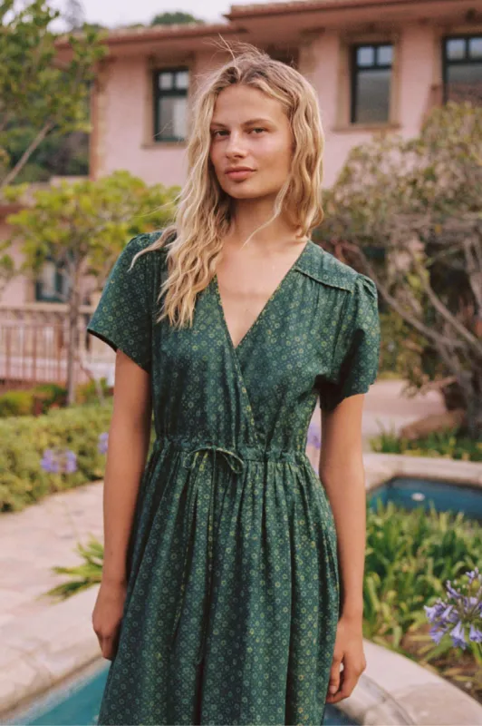 The Dawn Dress | Green Petunia Dot sold by Christy Dawn