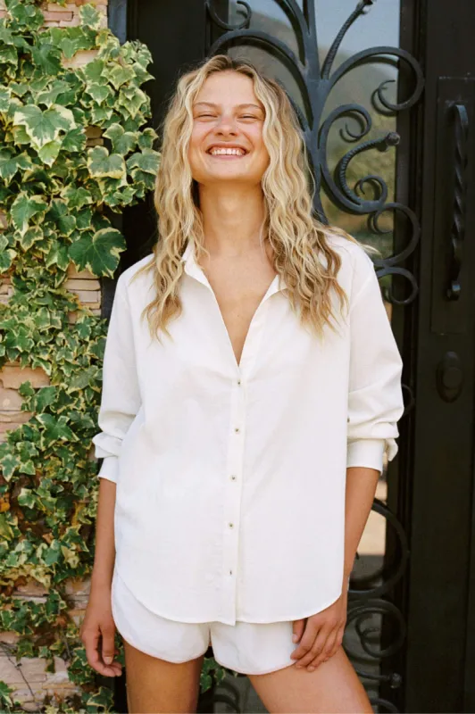 The Marcella Blouse | Alabaster Crinkle sold by Christy Dawn