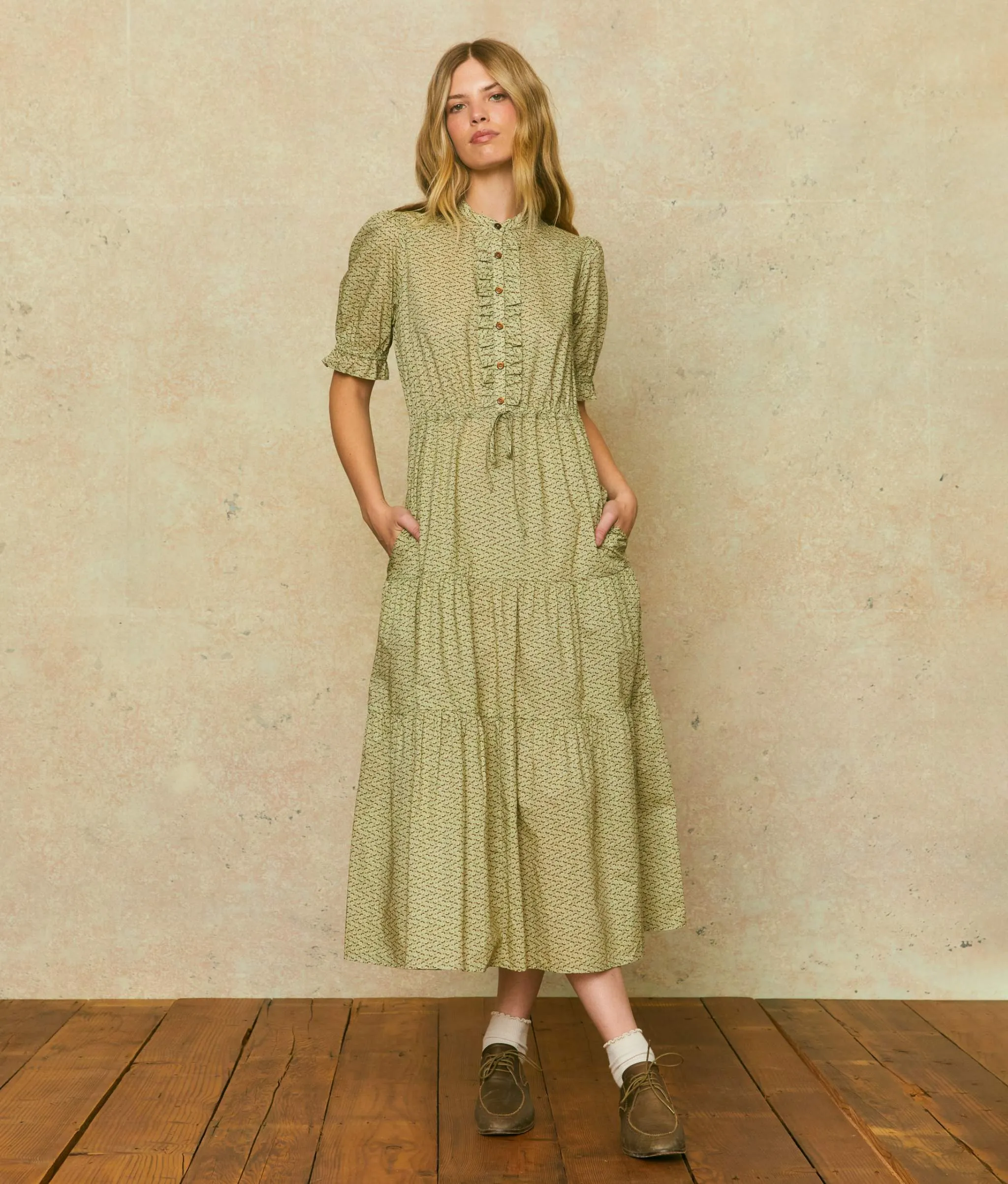 The Elle Dress | Geo Ditsy Sage sold by Christy Dawn product image thumbnail 2