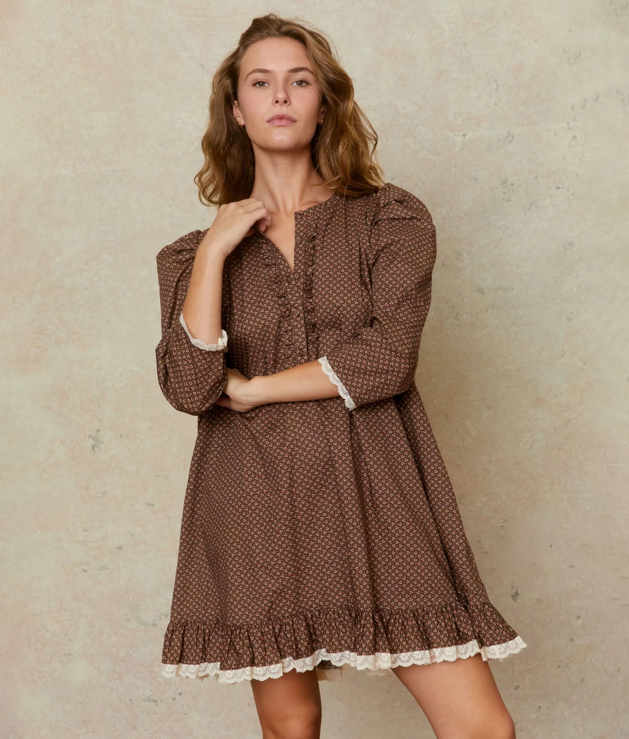 The Janae Dress | Geo Ditsy Hickory sold by Christy Dawn product image thumbnail 2