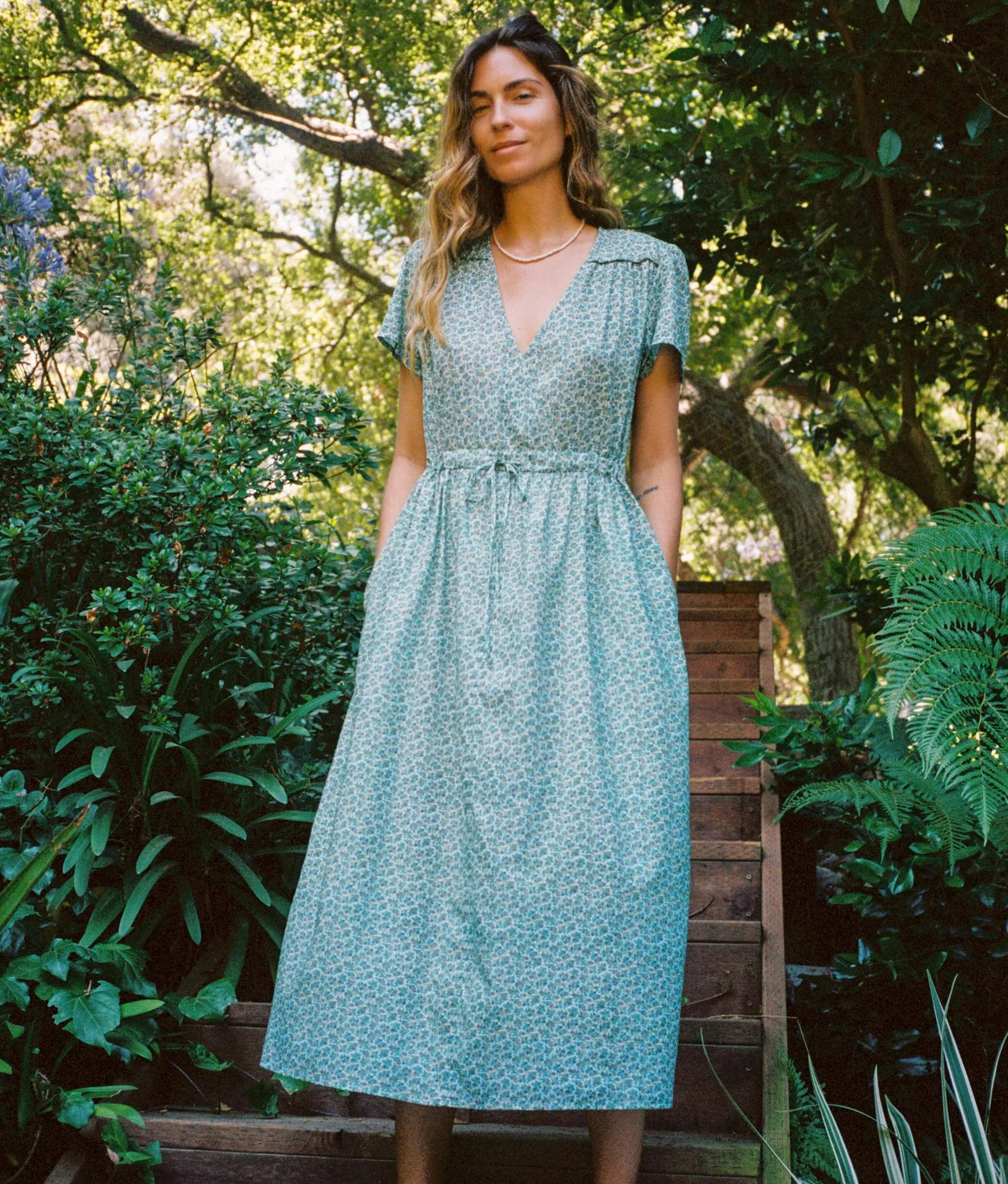 The Dawn Dress | Berry Ditsy Teal sold by Christy Dawn product image thumbnail 4