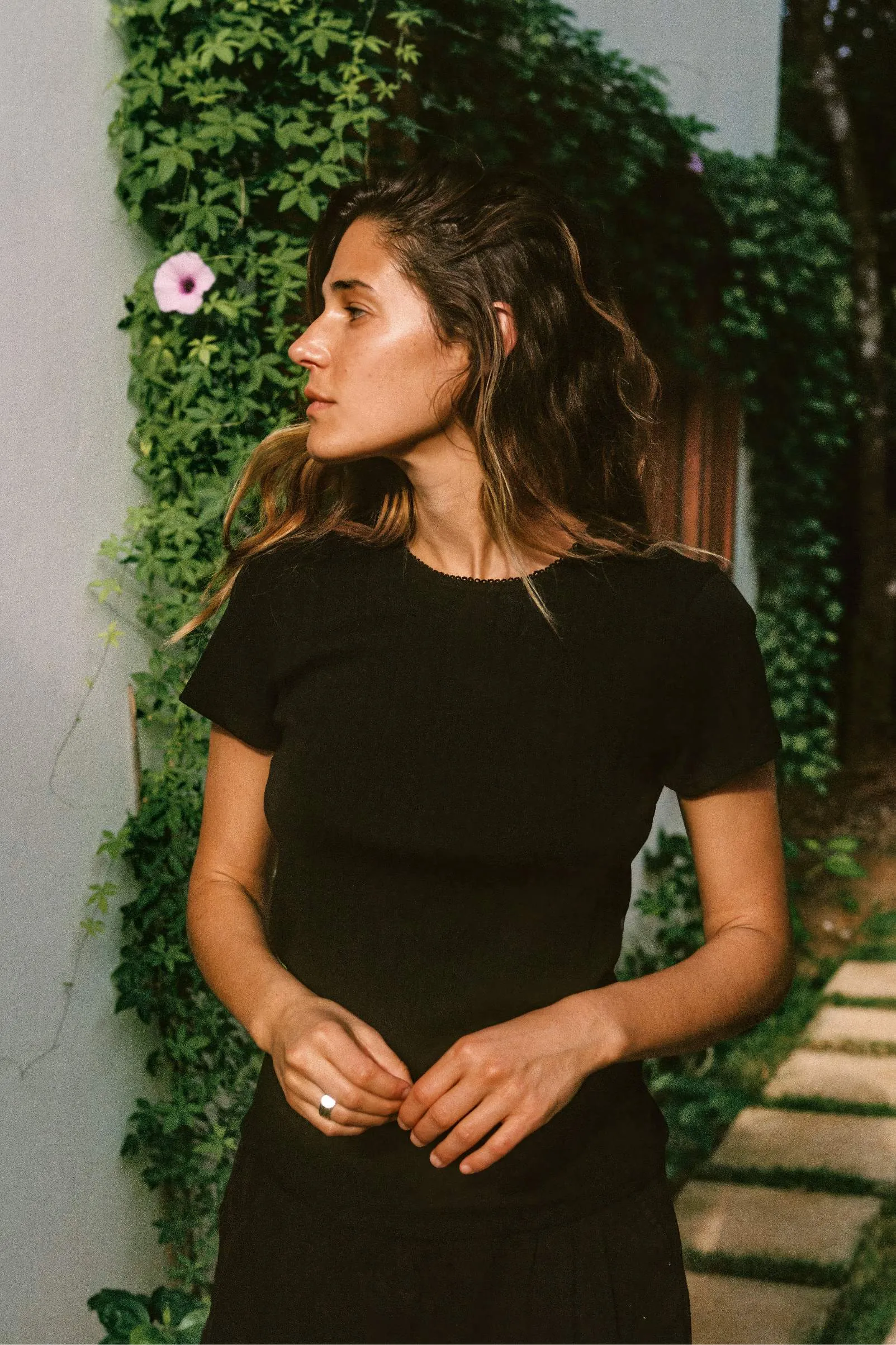 The Rayne Tee | Noir Regenerative Pointelle sold by Christy Dawn product image thumbnail 5