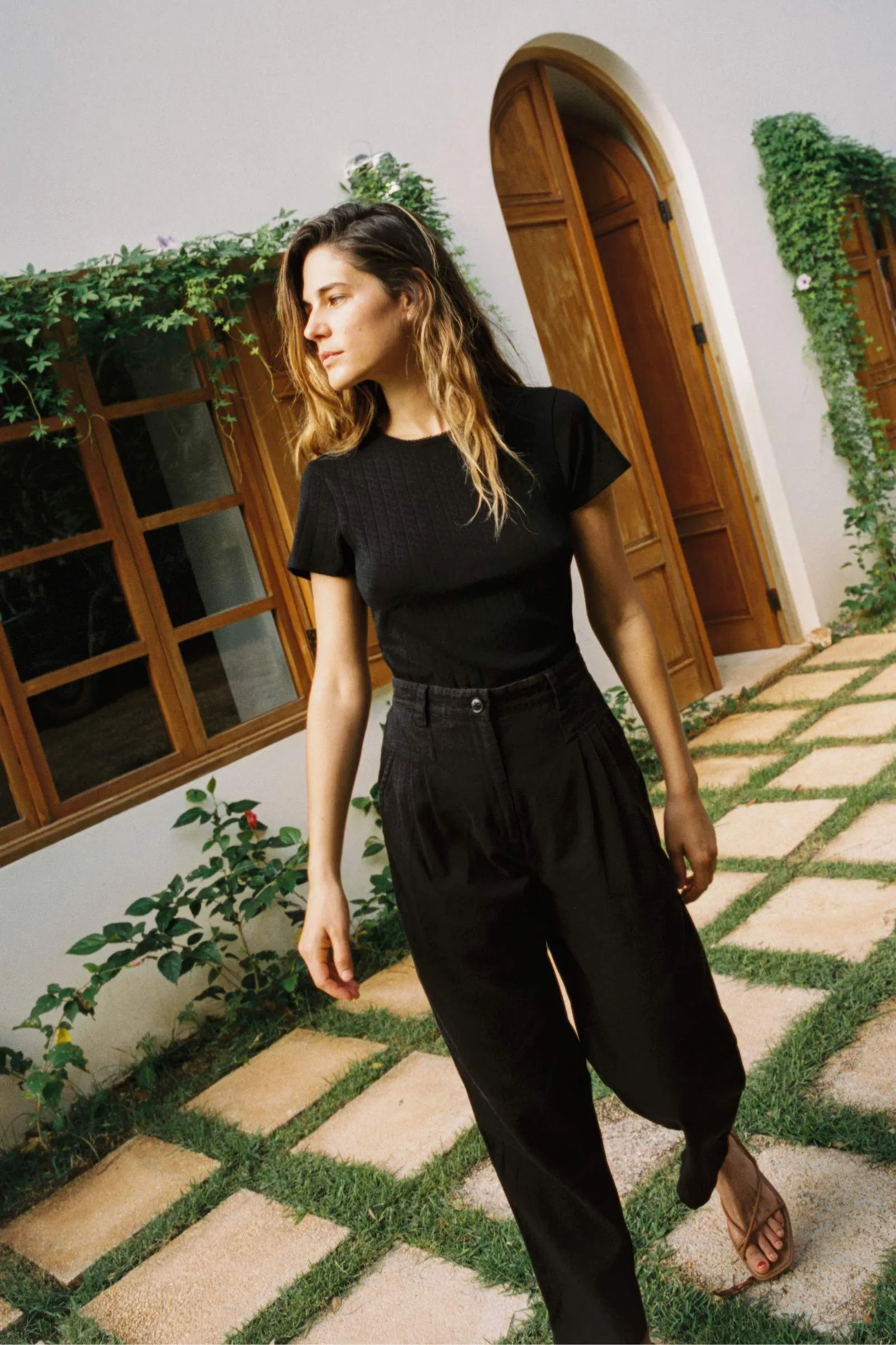 The Rayne Tee | Noir Regenerative Pointelle sold by Christy Dawn product image thumbnail 3