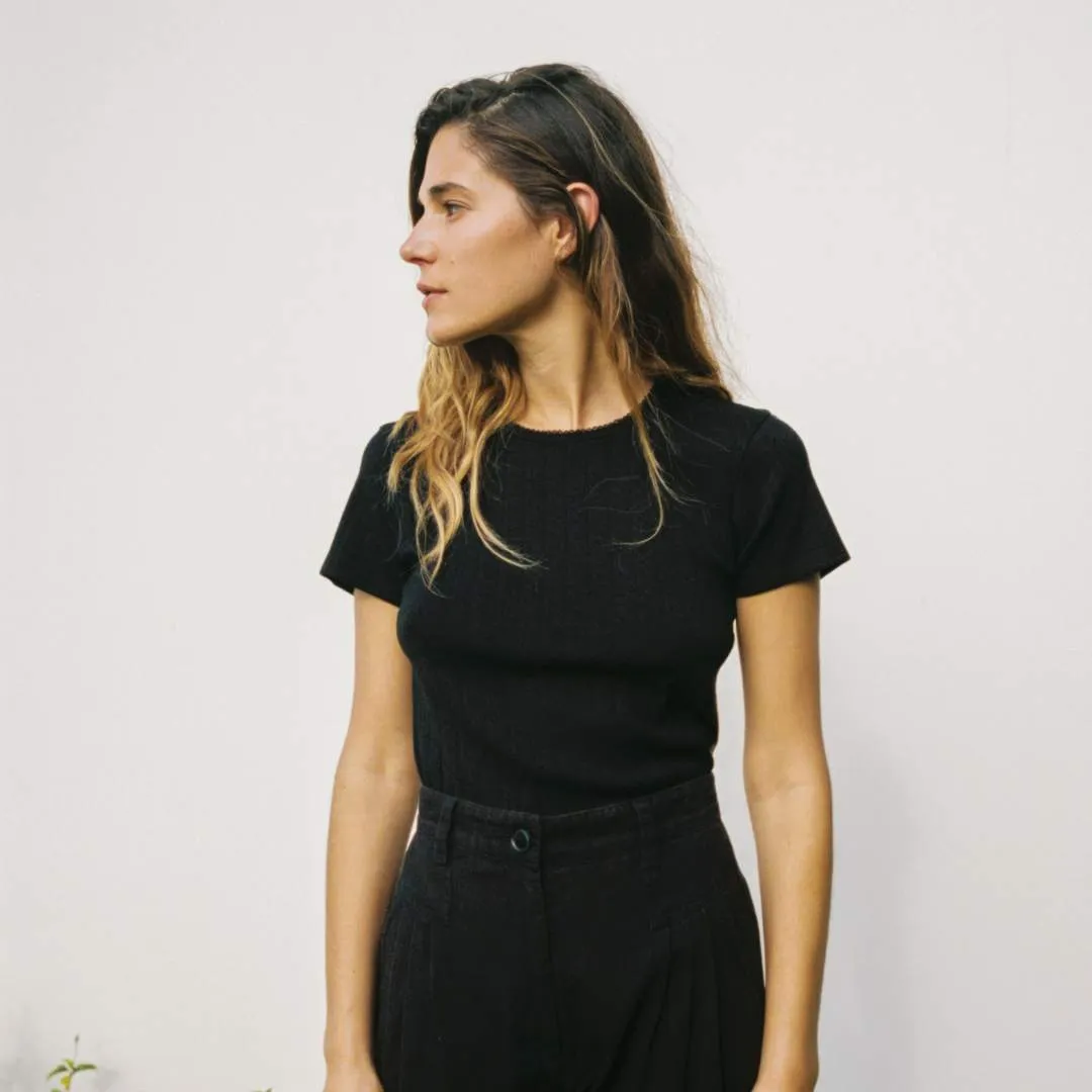 The Rayne Tee | Noir Regenerative Pointelle sold by Christy Dawn product image thumbnail 4