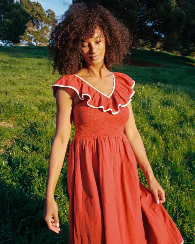 The Cierra Dress Petites | Rojo Khadi sold by Christy Dawn