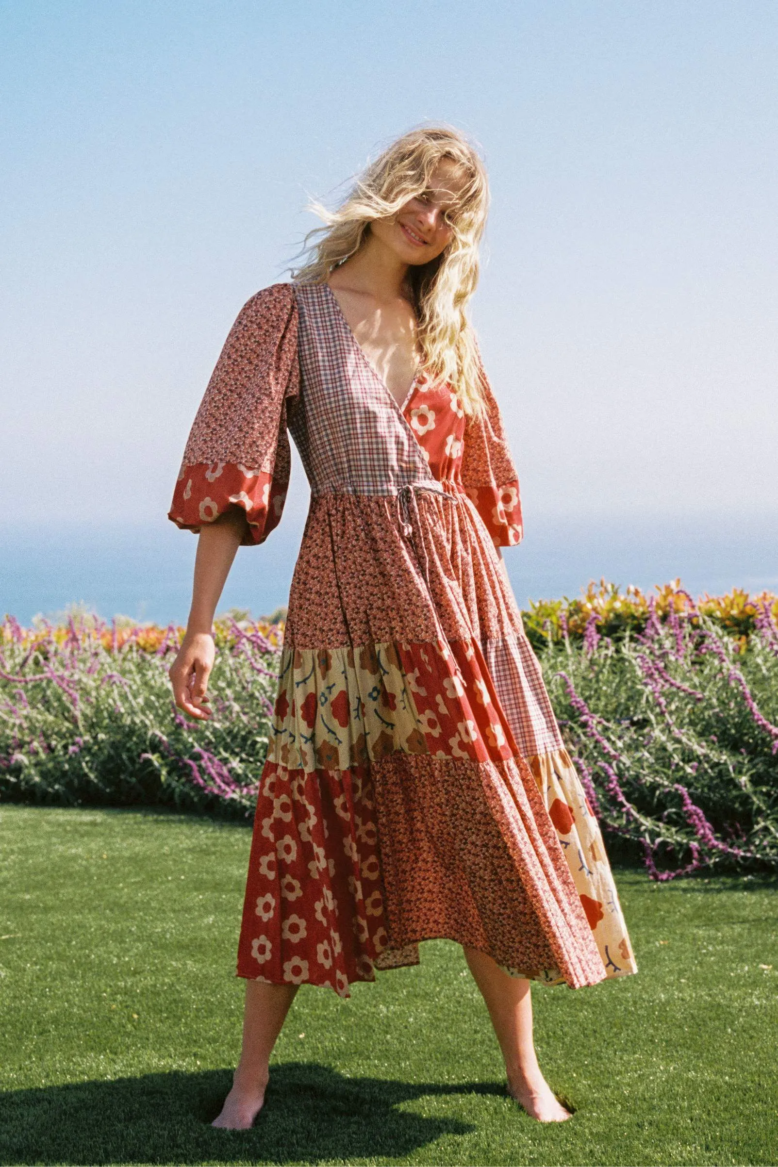 The Gina Dress | Patchwork Reds sold by Christy Dawn