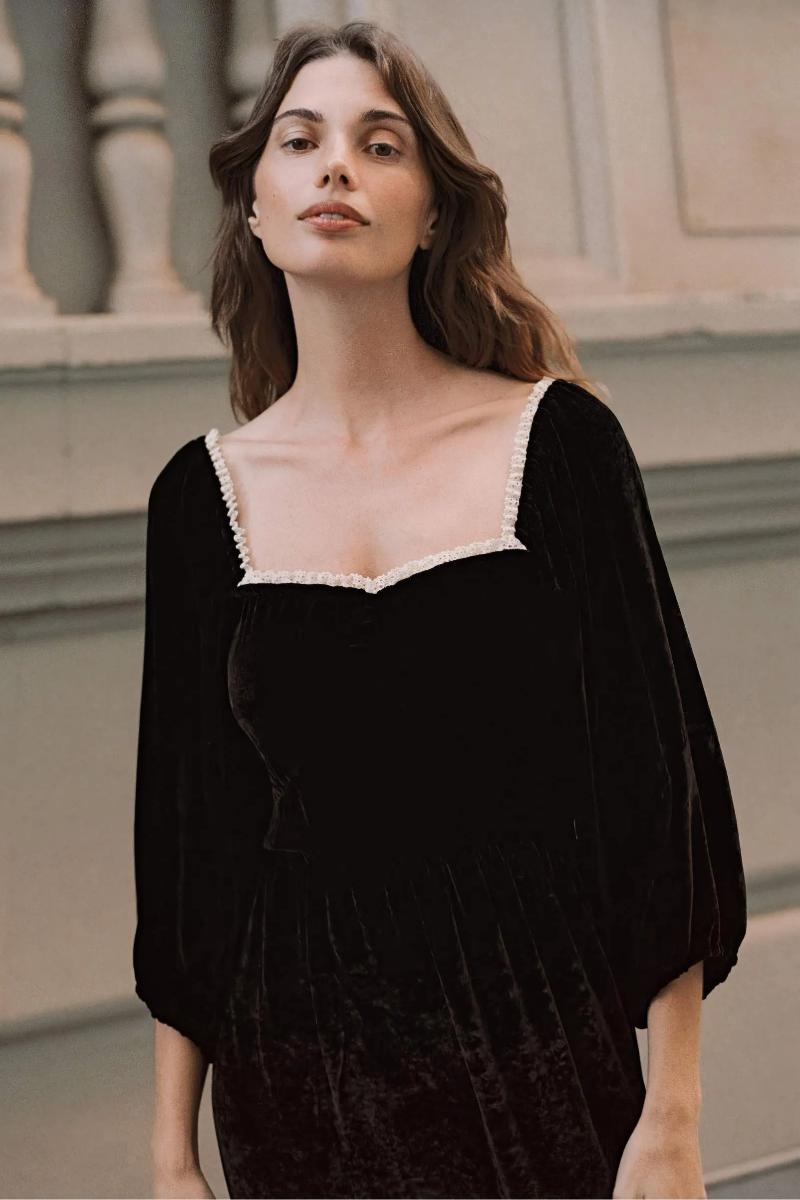 The Peyton Dress | Noir Velvet sold by Christy Dawn product image thumbnail 3