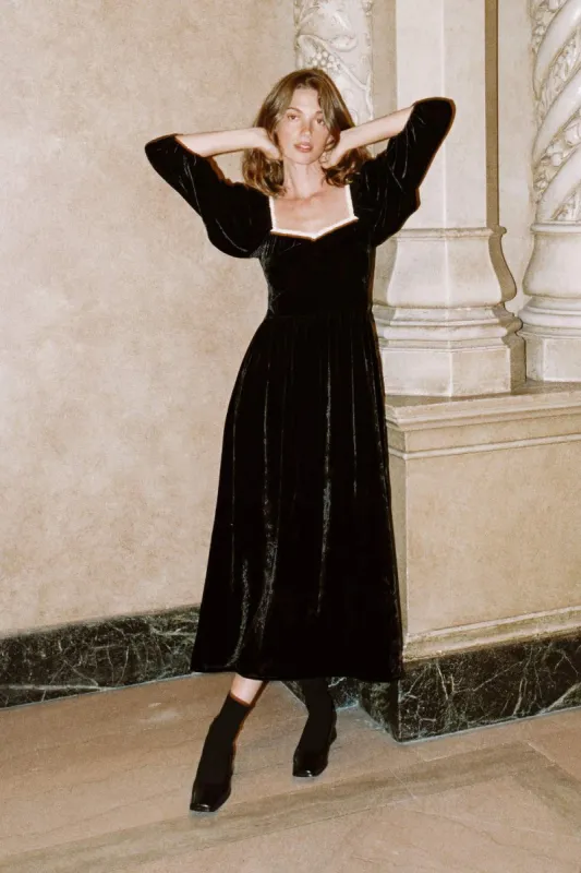 The Peyton Dress | Noir Velvet sold by Christy Dawn