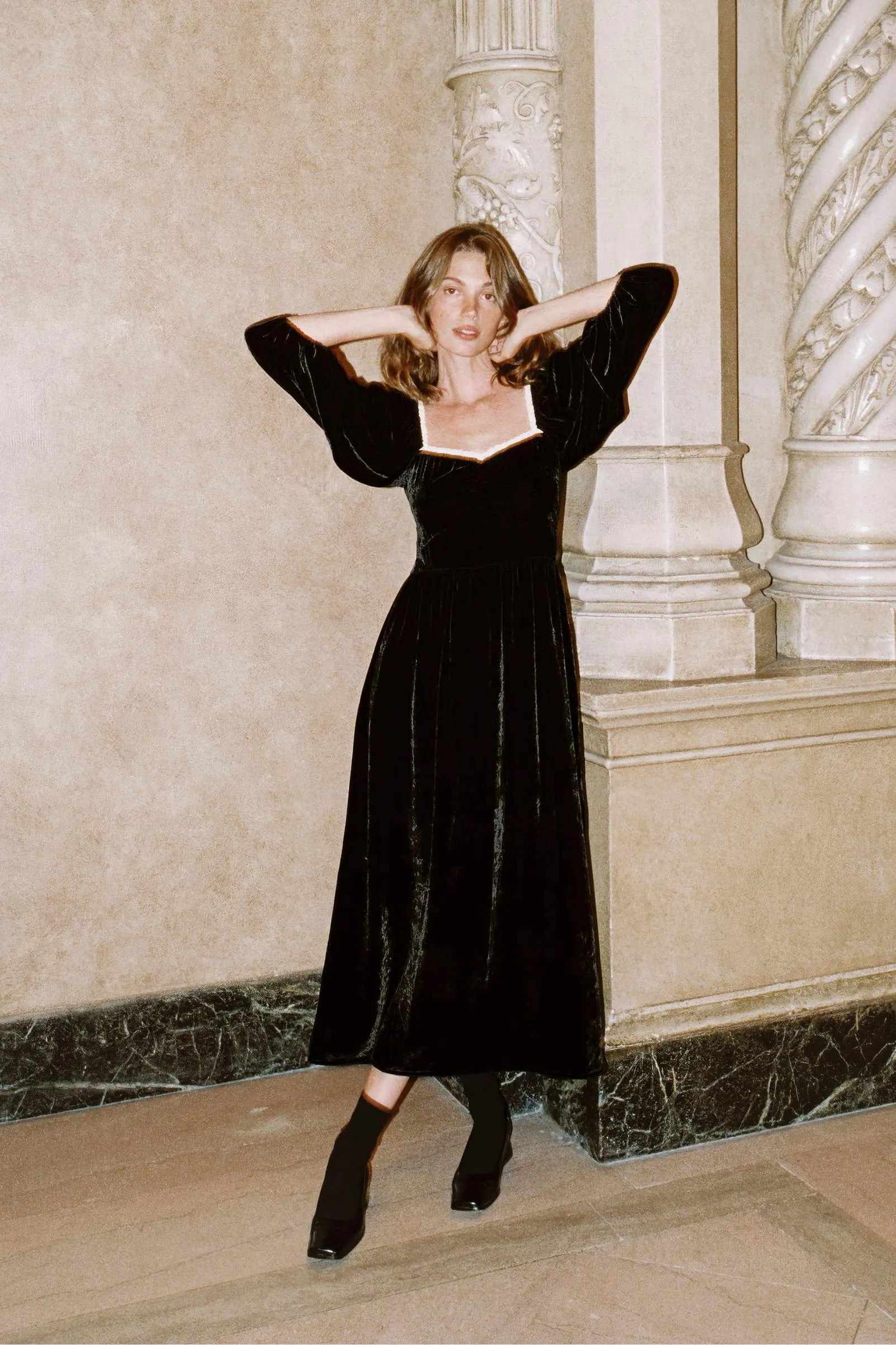 The Peyton Dress | Noir Velvet sold by Christy Dawn product image thumbnail 2