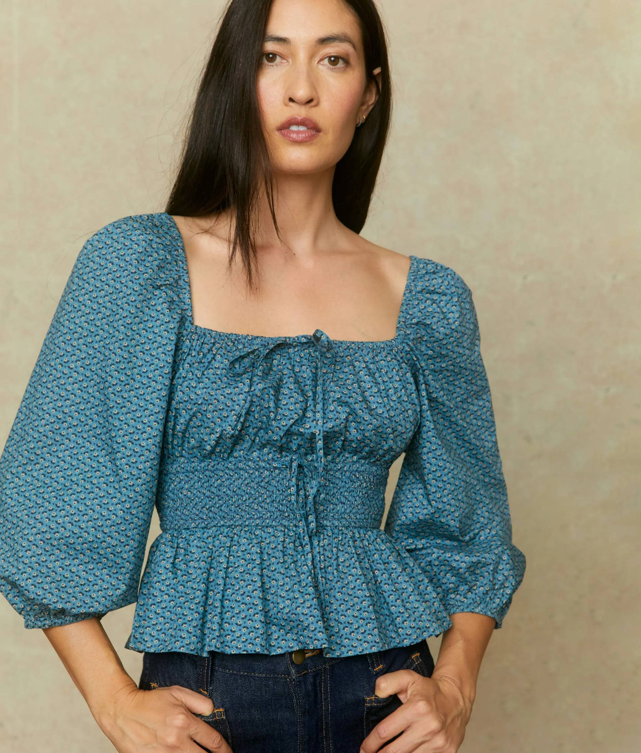 The Mackenzie Blouse | Geo Ditsy Azul sold by Christy Dawn product image thumbnail 3