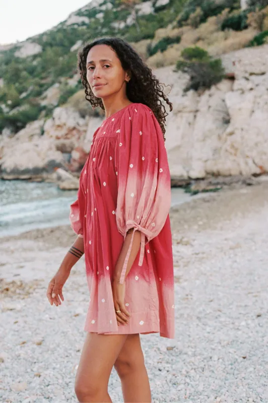 The Regan Dress | Wine Shibori sold by Christy Dawn