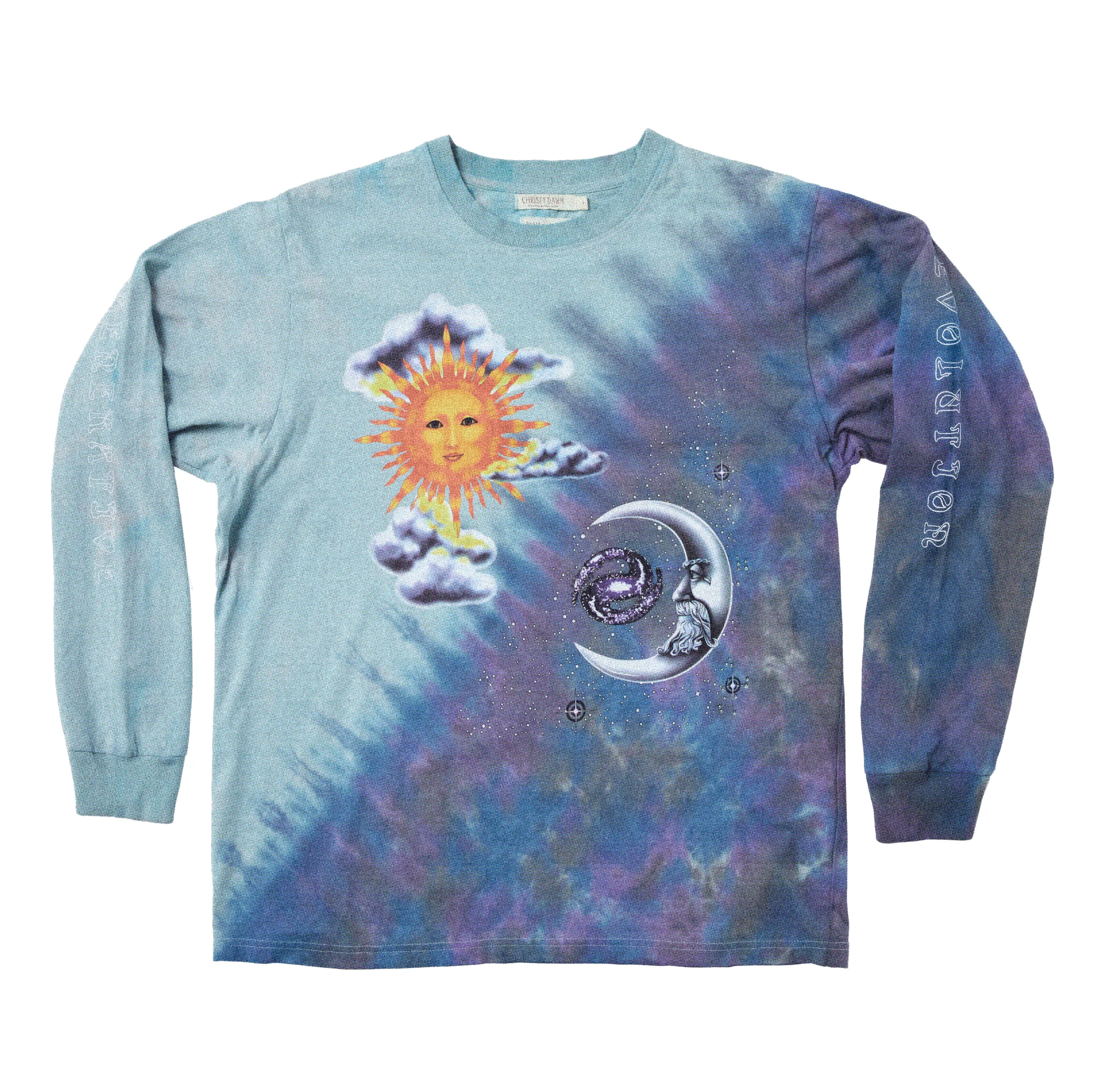 Half Moon Half Sun Long Sleeve Tee | Blue Tie Dye sold by Christy Dawn product image thumbnail 2