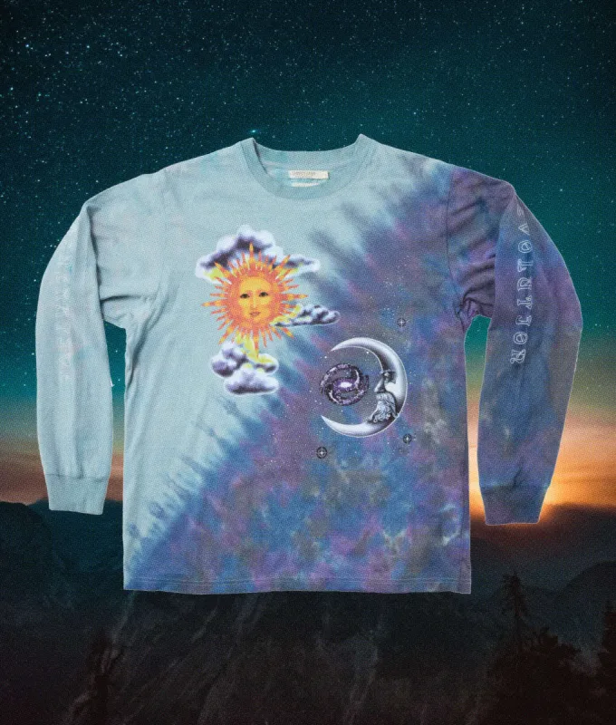 Half Moon Half Sun Long Sleeve Tee | Blue Tie Dye made by Christy Dawn