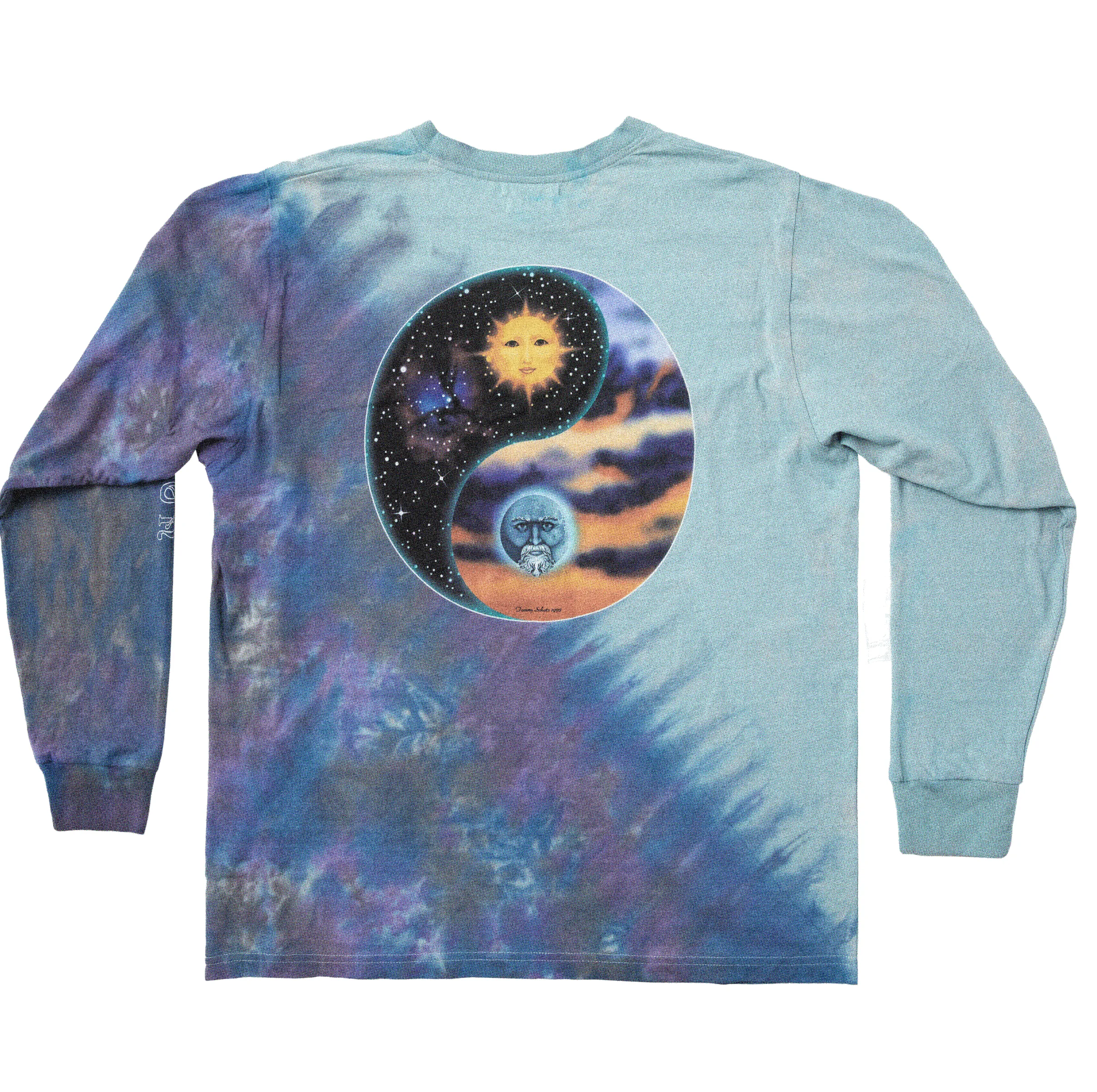 Half Moon Half Sun Long Sleeve Tee | Blue Tie Dye sold by Christy Dawn product image thumbnail 3