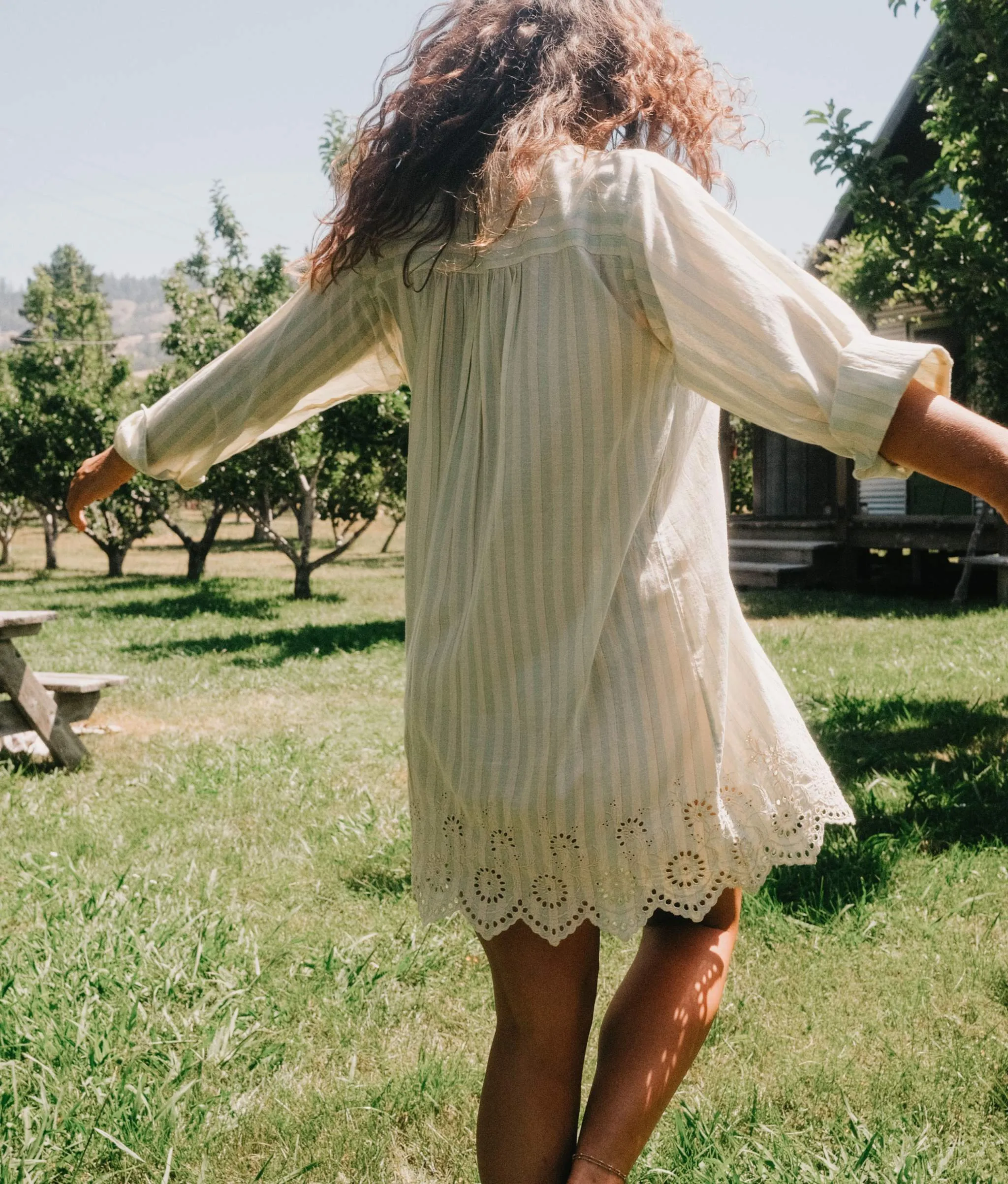 The Adelaide Dress | Aqua Stripe sold by Christy Dawn product image thumbnail 5