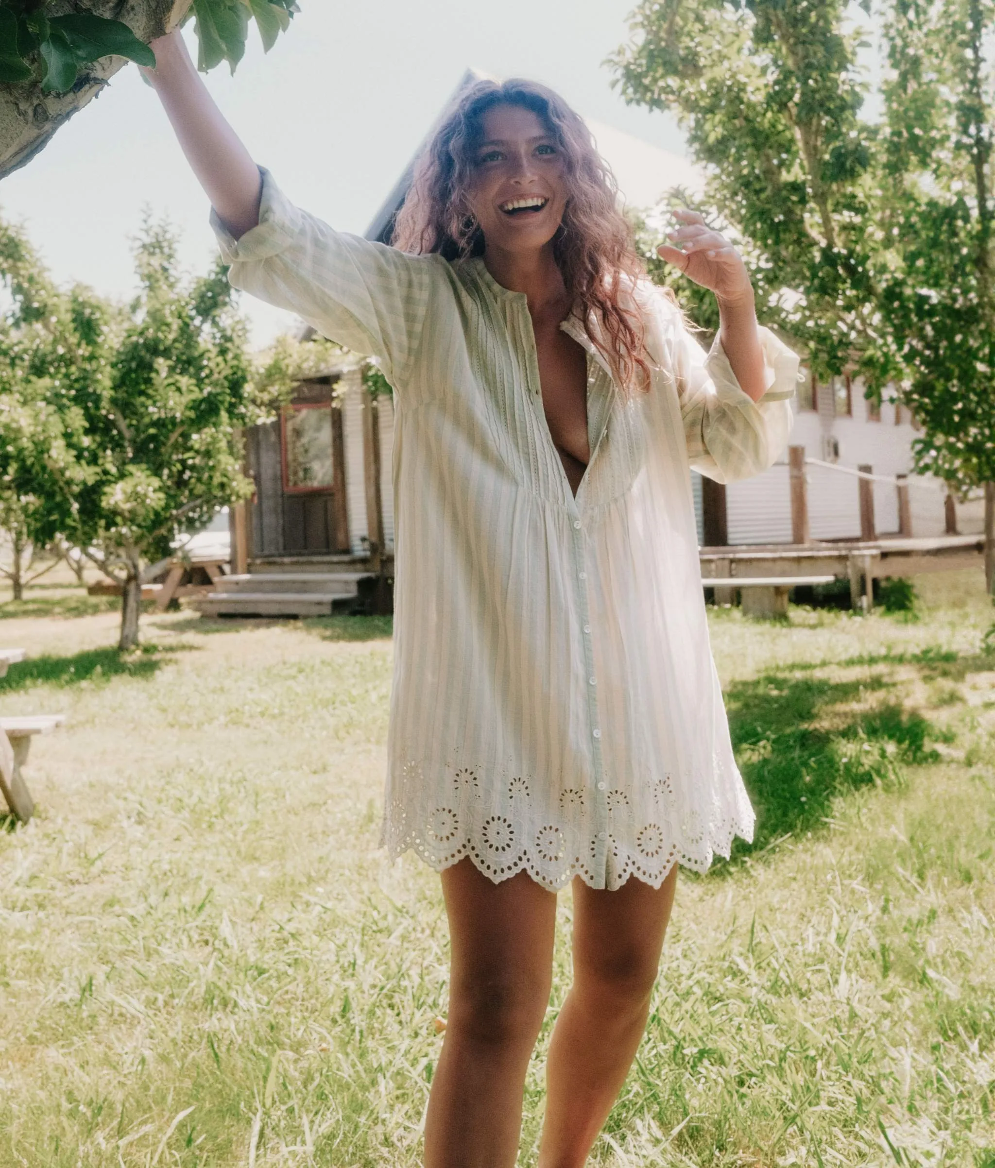 The Adelaide Dress | Aqua Stripe sold by Christy Dawn product image thumbnail 4