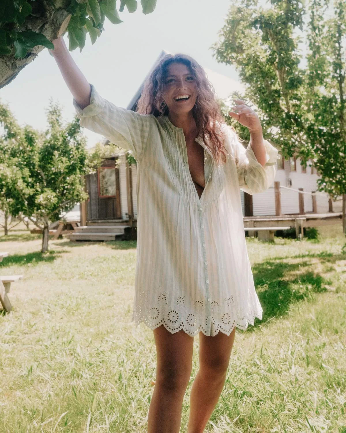 The Adelaide Dress | Aqua Stripe sold by Christy Dawn