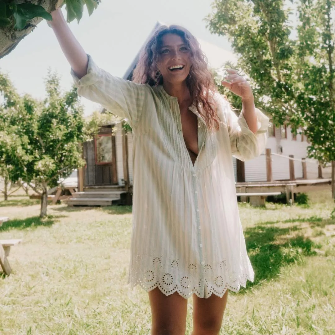 The Adelaide Dress | Aqua Stripe sold by Christy Dawn product image thumbnail 2