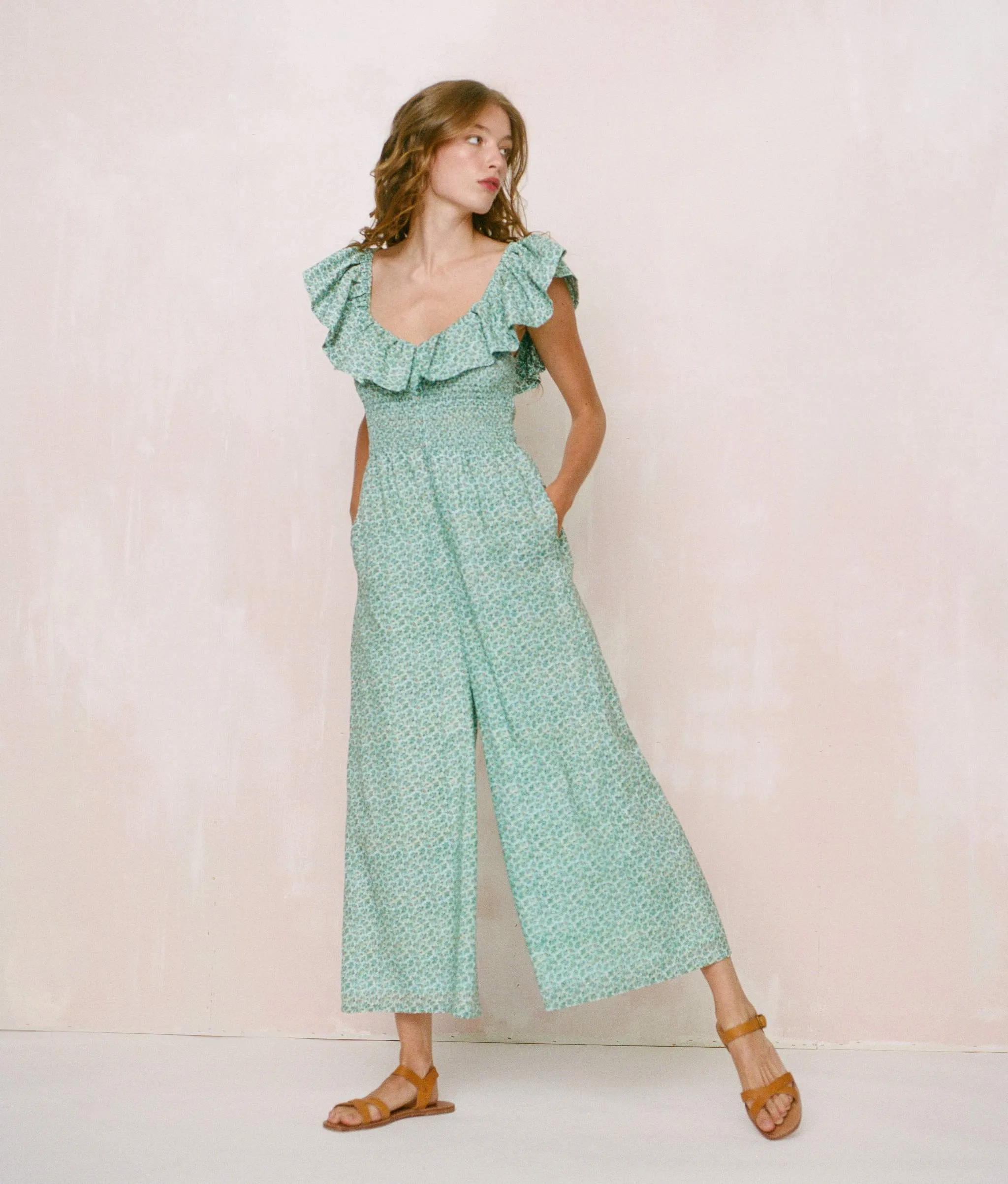 The Kali Jumpsuit | Berry Ditsy Teal sold by Christy Dawn product image thumbnail 5