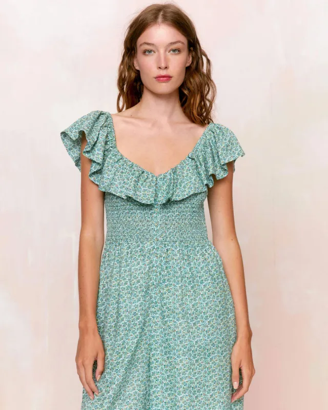 The Kali Jumpsuit | Berry Ditsy Teal sold by Christy Dawn