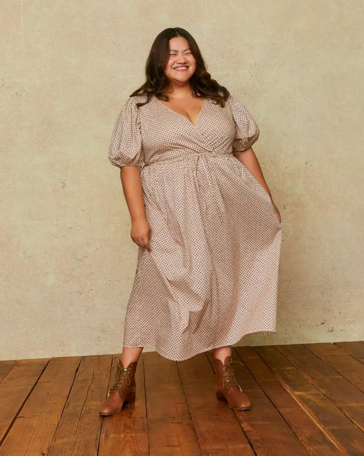 The Dahlia Dress Extended | Geo Ditsy Cream sold by Christy Dawn