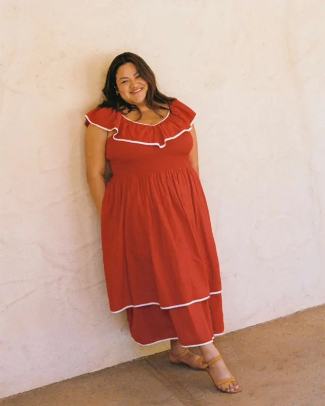 The Cierra Dress Extended | Rojo Khadi sold by Christy Dawn
