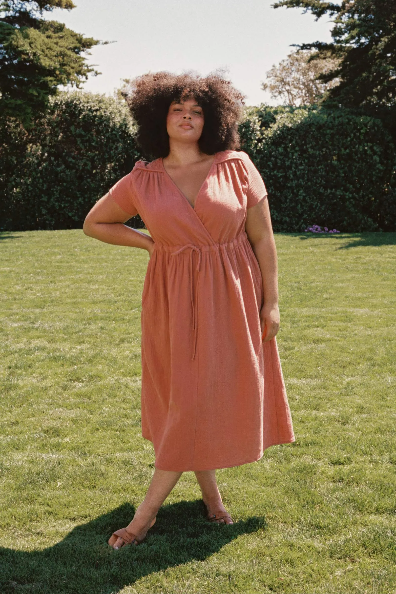 The Dawn Dress Extended | Terracotta Gauze sold by Christy Dawn