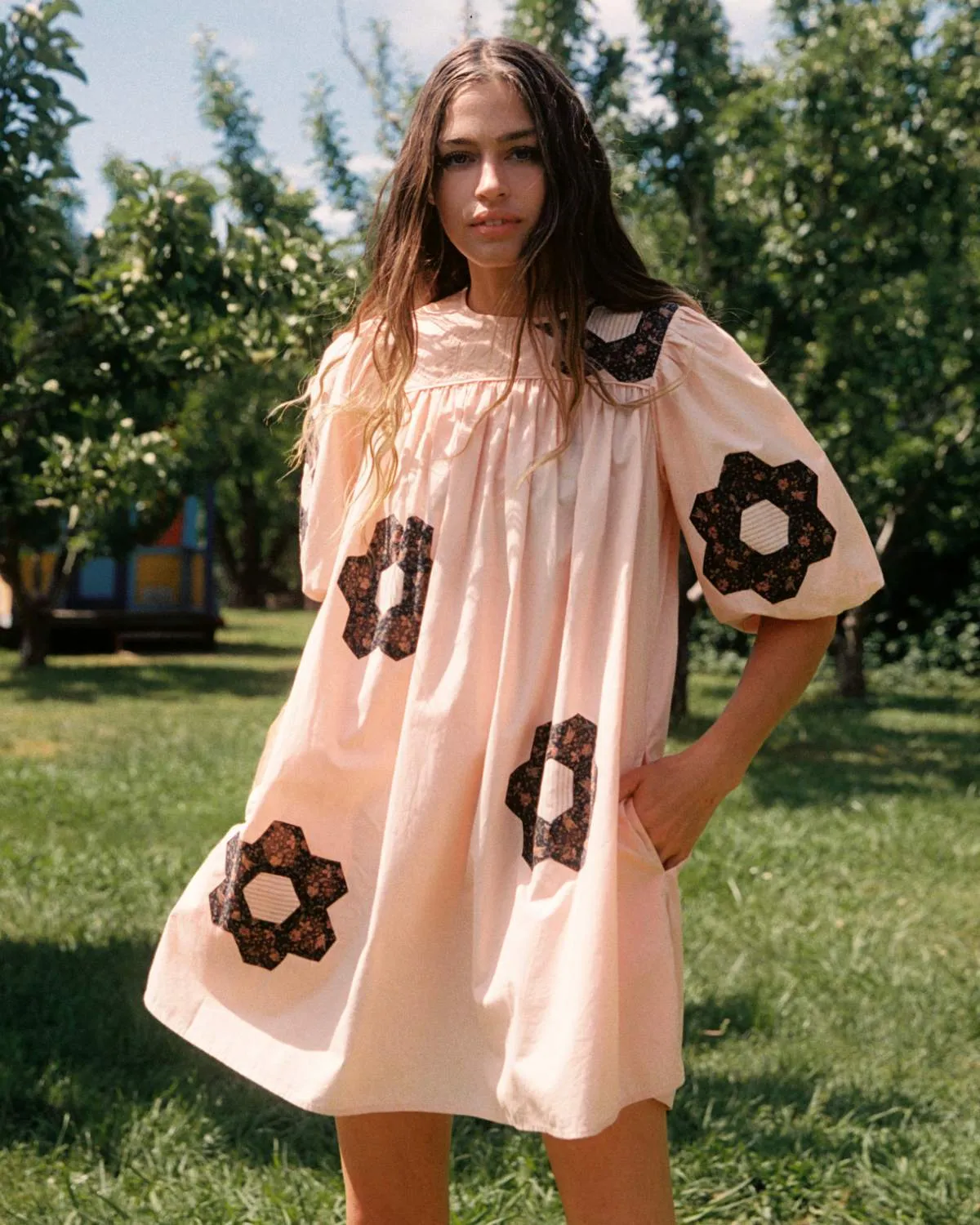 The Bella Dress | Blush Patchwork sold by Christy Dawn