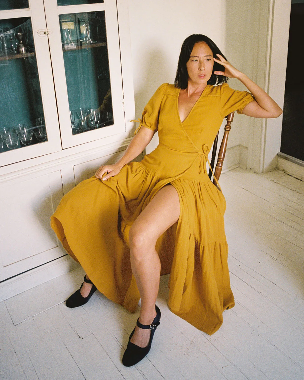 The Augusta Dress | Mustard Gauze sold by Christy Dawn