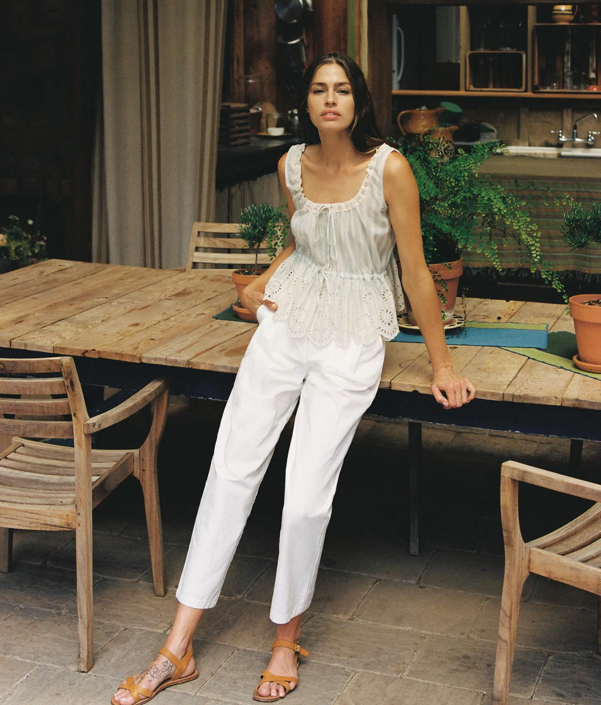 The Fynne Top | Aqua Stripe sold by Christy Dawn product image thumbnail 5