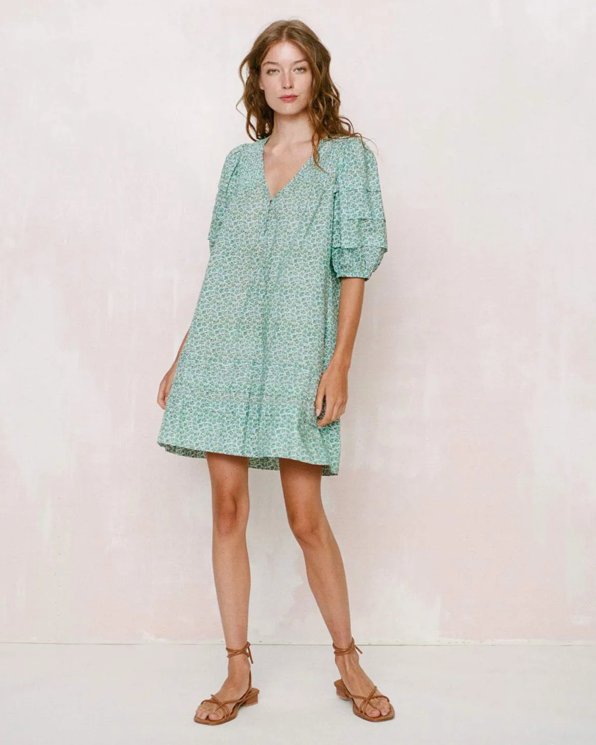 The Michaela Dress | Berry Ditsy Teal sold by Christy Dawn
