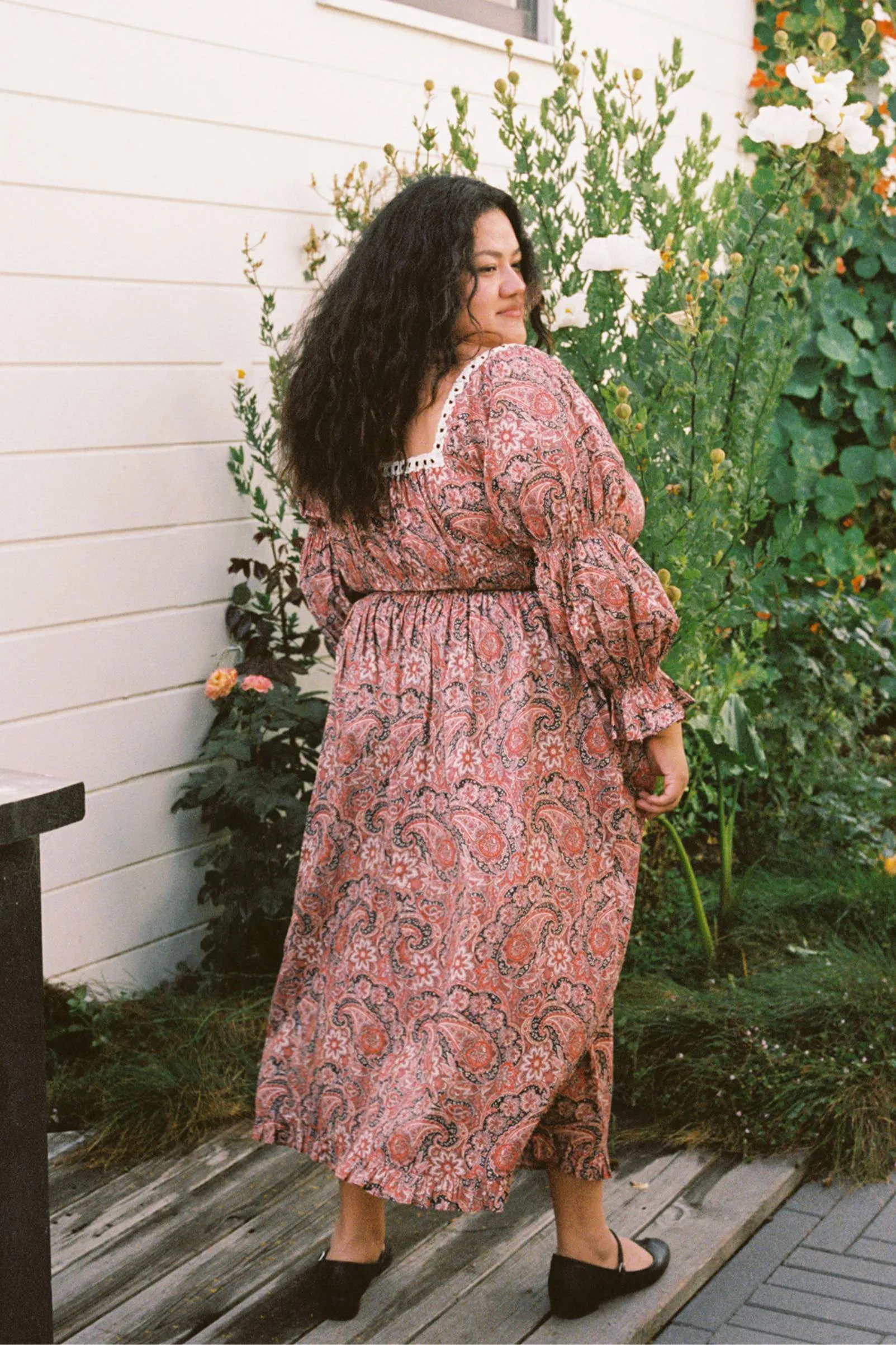 The Adelia Dress Extended | Wine Paisley sold by Christy Dawn product image thumbnail 3