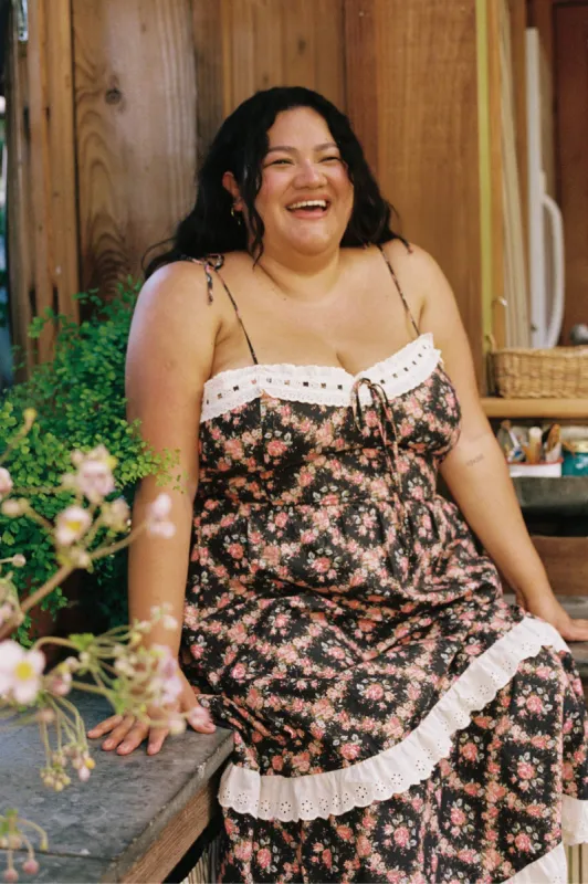 The Emma Dress Extended | Night Rose Lattice sold by Christy Dawn