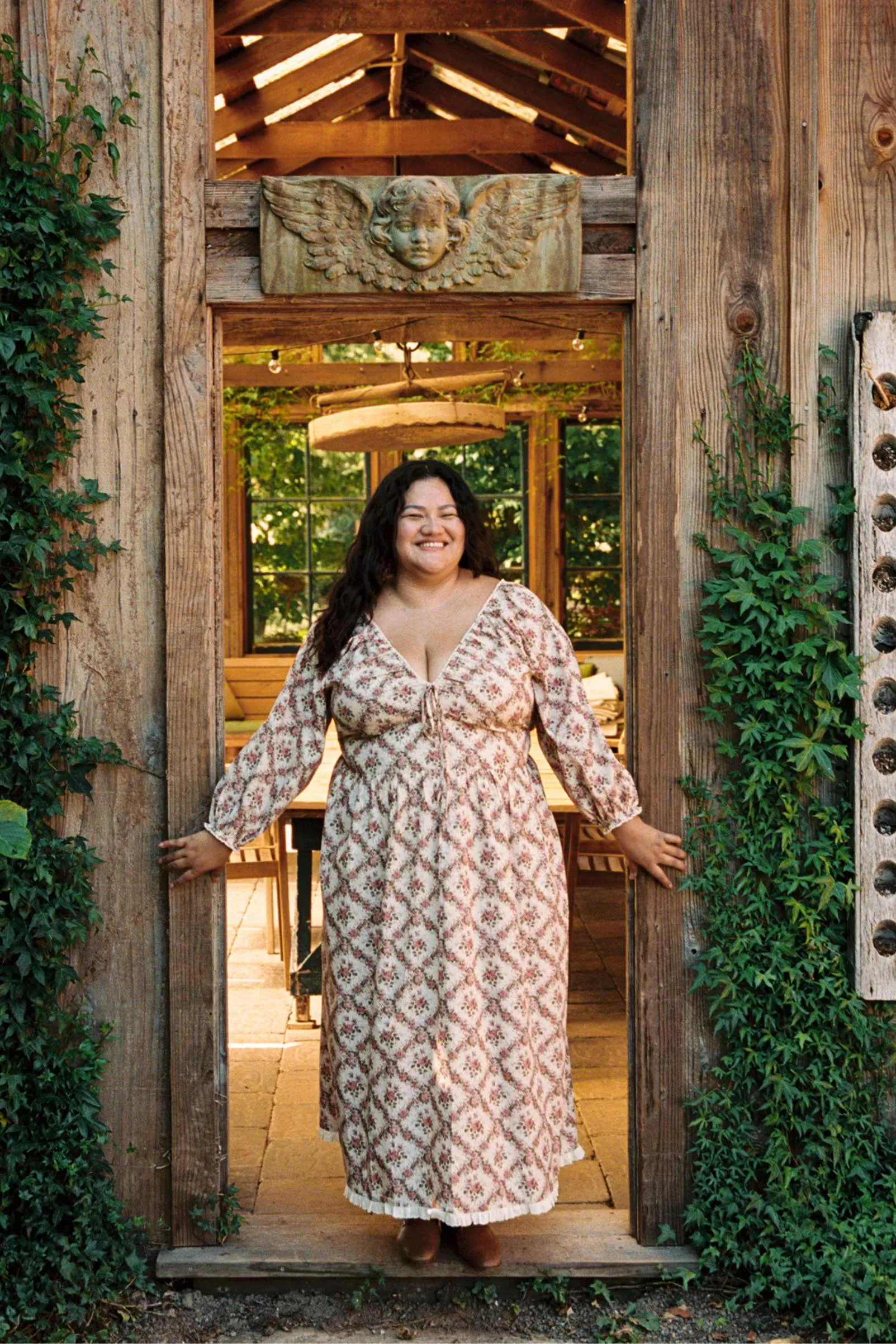 The Venus Dress Extended | Ivory Rose Lattice sold by Christy Dawn product image thumbnail 4