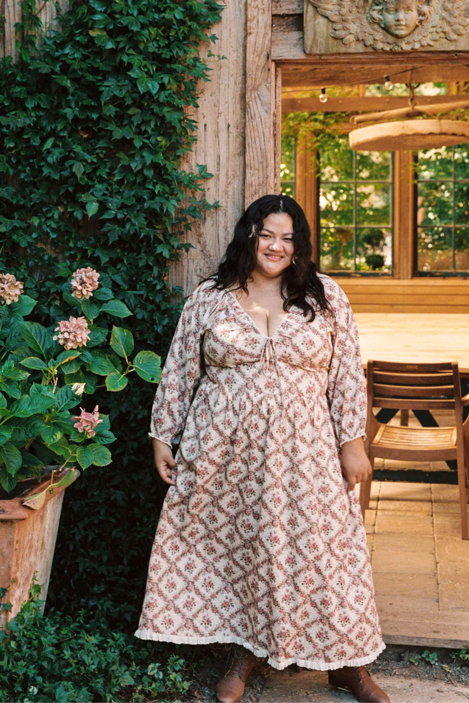 The Venus Dress Extended | Ivory Rose Lattice sold by Christy Dawn product image thumbnail 3