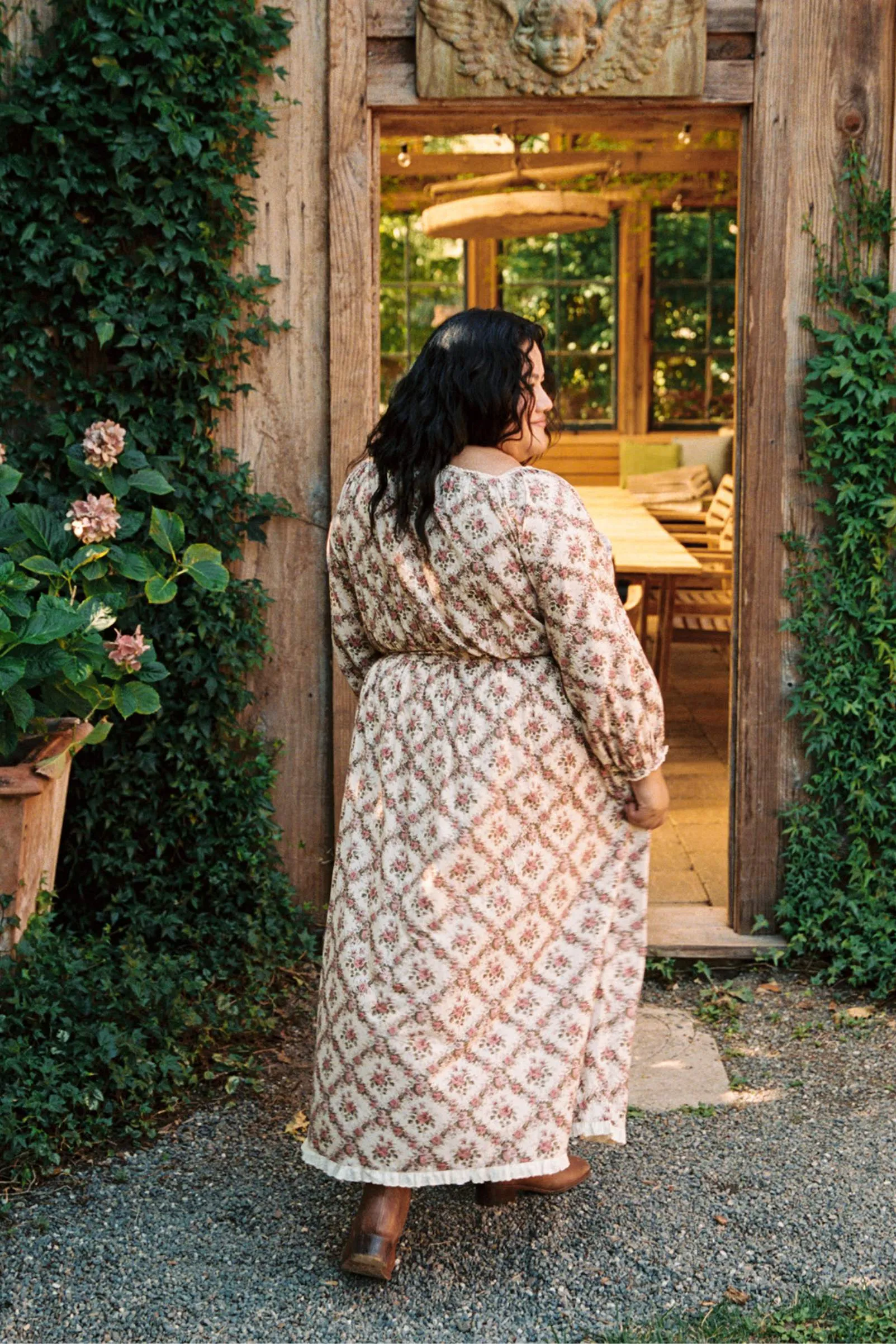 The Venus Dress Extended | Ivory Rose Lattice sold by Christy Dawn product image thumbnail 5